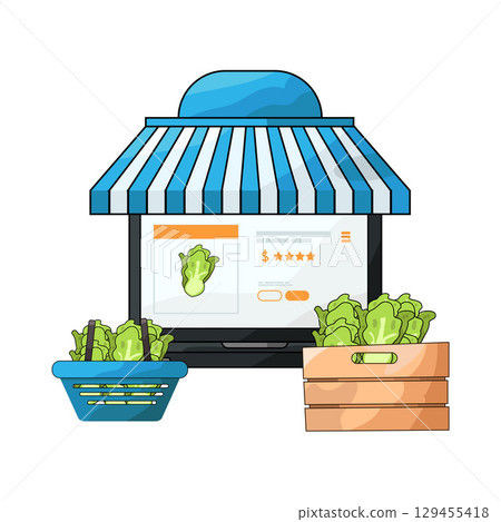 illustration of digital marketplace illustration of digital marketplace 129455418