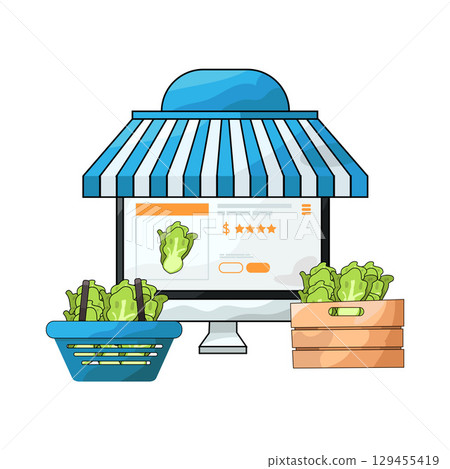 illustration of digital marketplace illustration of digital marketplace 129455419