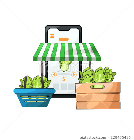 illustration of digital marketplace 129455435