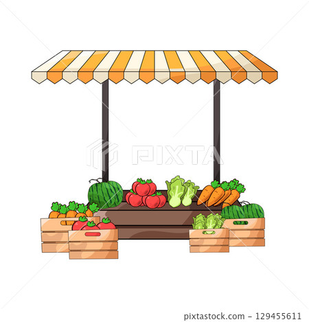 illustration of vegetable market illustration of vegetable market 129455611