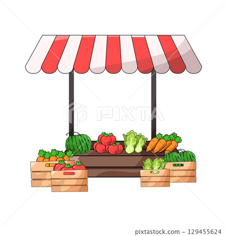 illustration of vegetable market illustration of vegetable market 129455624