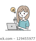 A woman who flashes in front of a computer 129455977