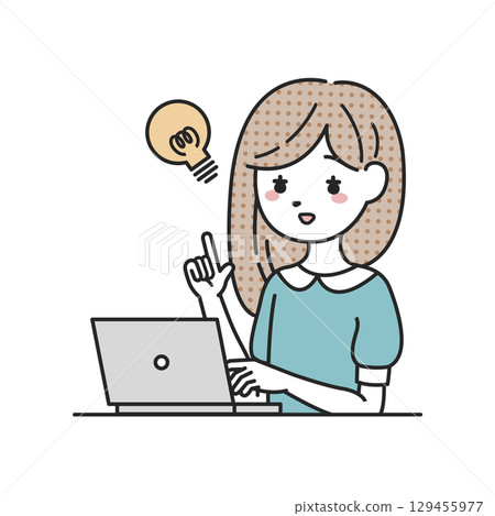 A woman who flashes in front of a computer A woman who flashes in front of a computer 129455977