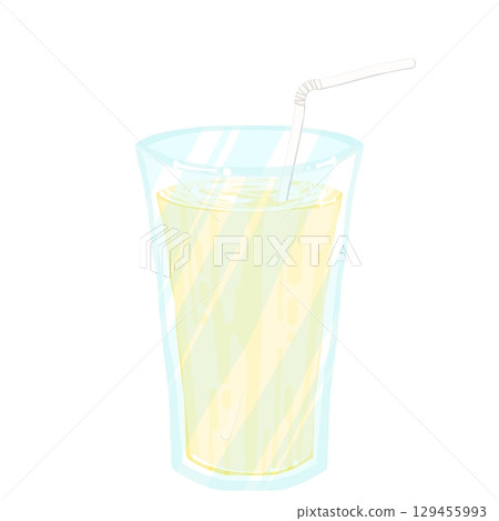 Banana juice with a straw 129455993