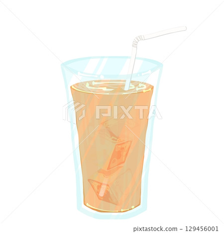 奶茶配吸管和冰塊 129456001