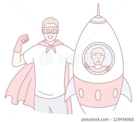 Superhero with Rocket A Journey of Adventure and Imagination Awaits You in Space 129456068