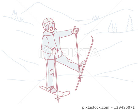 Experience the Thrill of Skiing Fun in the Snow A Winter Sports Adventure Awaits You 129456071