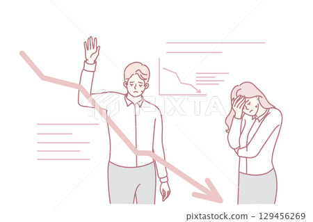 Stressed businesspeople experience financial problems 129456269