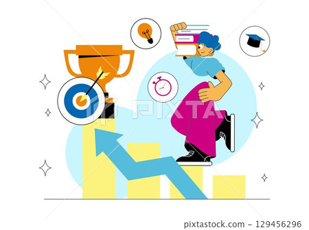 Career Upskilling Illustration featuring Self Improvement with Mentorship, Upskill, Development Strategies, and Smart Thinking in a Background Career Upskilling Illustration featuring Self Improvement with Mentorship, Upskill, Development Strategies, and Smart Thinking in a Background 129456296