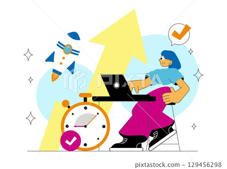 Career Upskilling Illustration featuring Self Improvement with Mentorship, Upskill, Development Strategies, and Smart Thinking in a Background 129456298