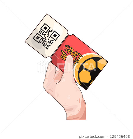 illustration of hand holding soccer ticket illustration of hand holding soccer ticket 129456468
