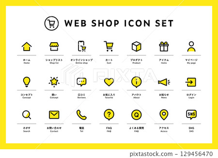 Set of web shop icons, website, HP, online store, online shopping, mail order 129456470
