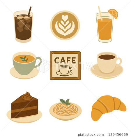 Cafe menu icon food sweets illustration cutout 129456669