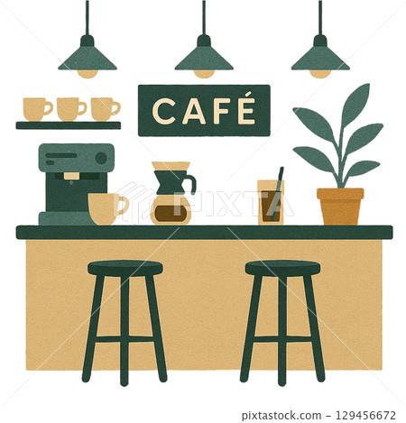 咖啡廳櫃檯咖啡剪貼畫插圖 129456672