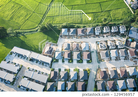 Land in aerial view with concept of land value. 129456957