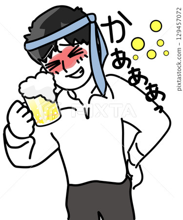 年輕員工在年終聚會上喝生啤酒喝醉的向量插圖 年輕員工在年終聚會上喝生啤酒喝醉的向量插圖 129457072