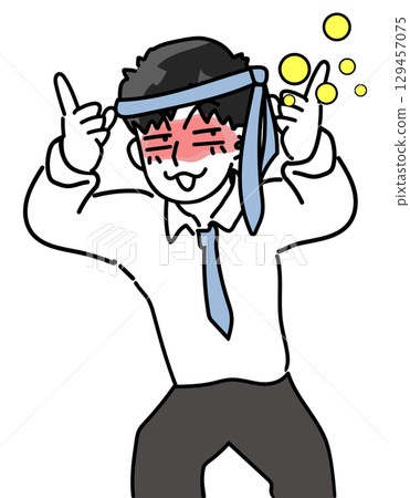 Vector illustration of a young employee getting drunk and becoming drunk Vector illustration of a young employee getting drunk and becoming drunk 129457075