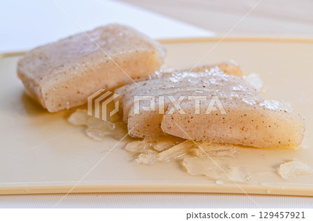 Cross section of frozen konjac 129457921