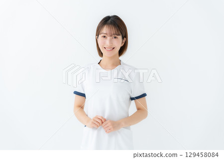 Female white coat nurse medical 129458084