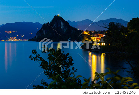 Night view of Castelveccana and Lake Maggiore Night view of Castelveccana and Lake Maggiore 129458246