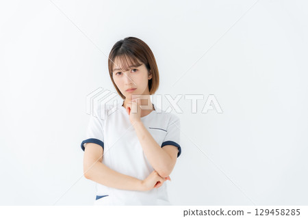 女人，白大褂，護士，醫療，擔憂 129458285