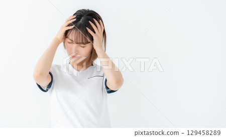 女人，白大褂，護士，醫療，擔憂 129458289