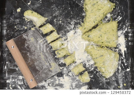 Preparation for zucchini gnocchi Preparation for zucchini gnocchi 129458372