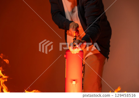 Fire extinguisher fire flame Fire extinguisher fire flame 129458516