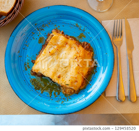 Traditional italian food lasagna 129458520