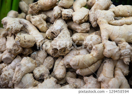 Fresh aroma ginger roots Fresh aroma ginger roots 129458594