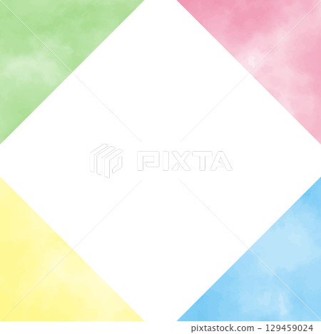 Stylish watercolor square vector frame, colorful, pastel colors, triangle 129459024