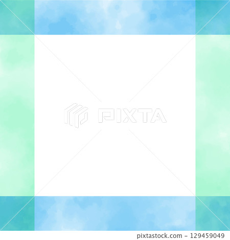 藍色時尚水彩方形向量框架 藍色時尚水彩方形向量框架 129459049