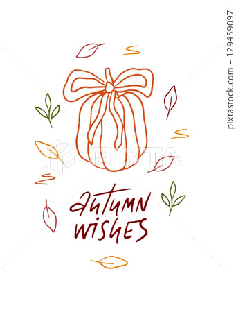 Hand drawn cozy autumn vector illustration 129459097