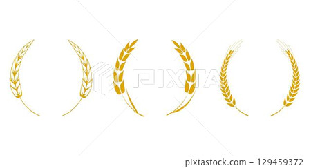 Golden wheat ears vector illustration set Golden wheat ears vector illustration set 129459372