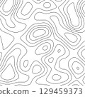 Topographic contour lines map wavy pattern. Vector geographic terrain shape for background or poster 129459373