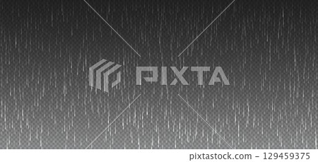 Rain fall texture isolated on transparent backdrop. Vertical vector lines of rain downpour effect Rain fall texture isolated on transparent backdrop. Vertical vector lines of rain downpour effect 129459375