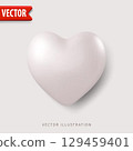 White gradient realistic 3D heart in pink color shades Vector illustration Valentines, love concept 129459401