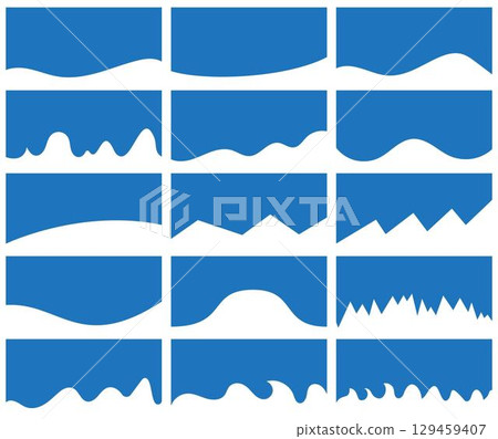 Wave shape blue divider collection for web and app design Vector illustration separator silhouette Wave shape blue divider collection for web and app design Vector illustration separator silhouette 129459407