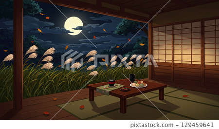 Enjoy the full moon and autumn flavors from the veranda 129459641
