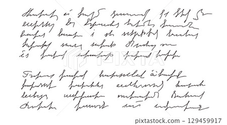 Scribble hand drawn poetry letter. Fake script doodle literature isolated on transparent background. elements. Calligraphy unreadable manuscript. Vector illustration by pencil 129459917