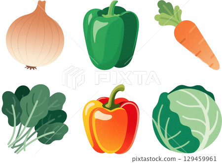 五顏六色的蔬菜插圖集 129459961
