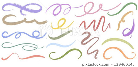 Set of textured colored brush strokes of different colors 129460143