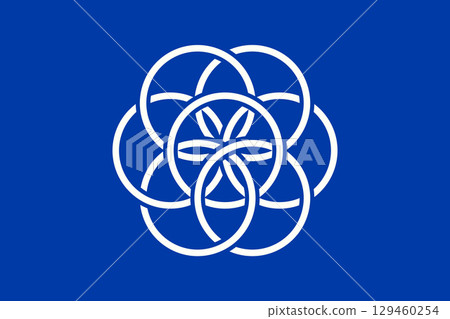 International Flag of Planet Earth - Official 2015 Design by Oskar Pernefeldt, Blue Field with Seven Interlinked White Circles Representing Unity and Life International Flag of Planet Earth - Official 2015 Design by Oskar Pernefeldt, Blue Field with Seven Interlinked White Circles Representing Unity and Life 129460254