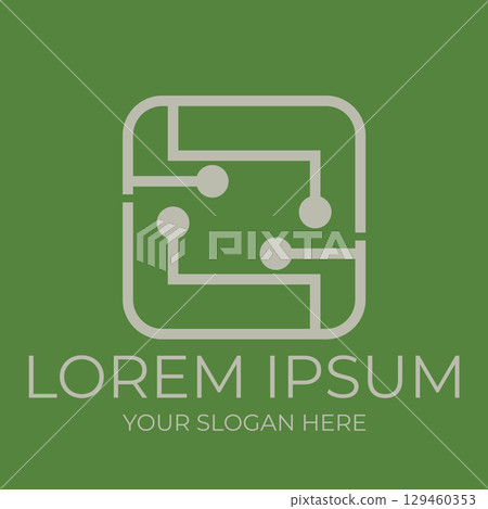 Futuristic Electronic Circuit Logo 129460353