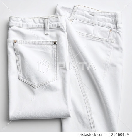 jeans on a white background mock up jeans on a white background mock up 129460429