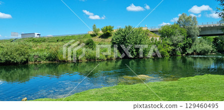 Bathing spot on the Krka river 129460495