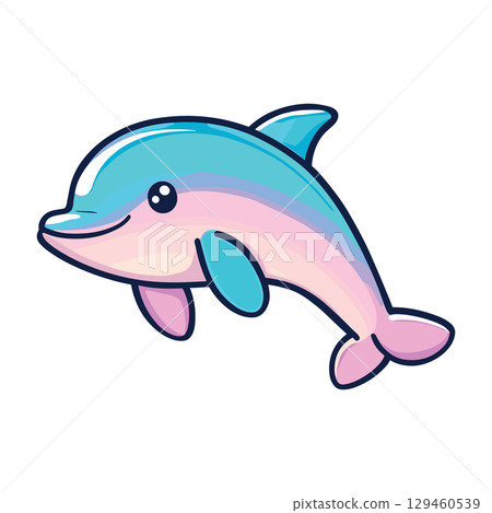 cute little dolphin childish isolated vector illustration 129460539