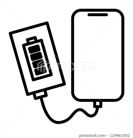 行動電池和智慧型手機圖示。 行動電池和智慧型手機圖示。 129461002