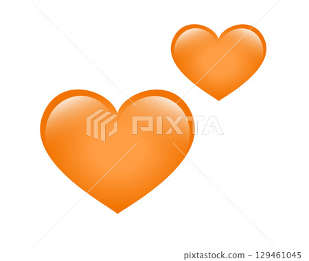 Two love orange glossy hearts icon, used for expressions of love is in air Two love orange glossy hearts icon, used for expressions of love is in air 129461045
