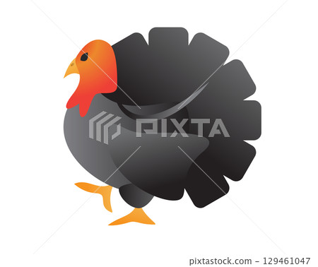 Gradient black turkey Thanksgiving, Christmas icon button 129461047
